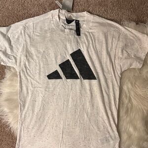 Adidas Woman’s Speckled White Tee with Black Graphic